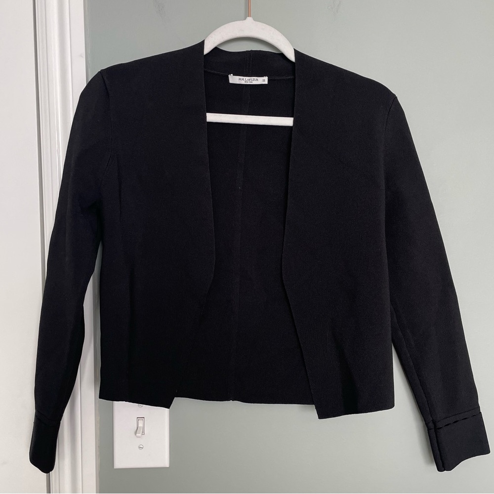 MM Lafleur "Sant Ambroeus" Jardigan Black Cropped Open Front Cardigan Jacket - Picture 3 of 17